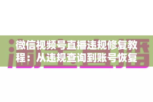 微信视频号直播违规修复教程：从违规查询到账号恢复的全流程实操指南