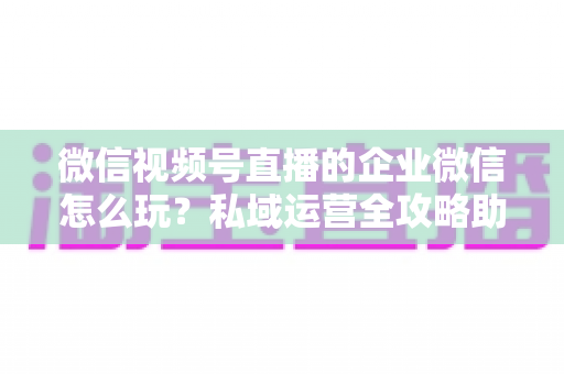 微信视频号直播的企业微信怎么玩?私域运营全攻略助力企业流量变现 微信视频号直播的企业微信怎么玩?私域运营全攻略助力企业流量变现